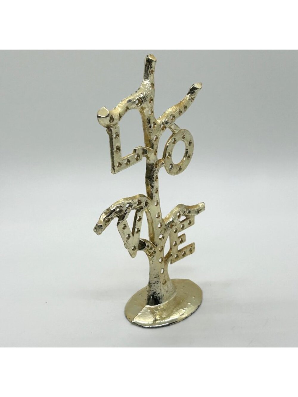 Vintage 1960s Earring Tree Torino Gold-tone LOVE Tree Figurine Gold-tone Display - Picture 3 of 16